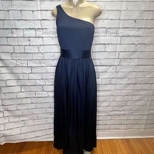 Vera Wang Womens Midnight Blue Sleeveless Lined One Shoulder Maxi Dress Size 4